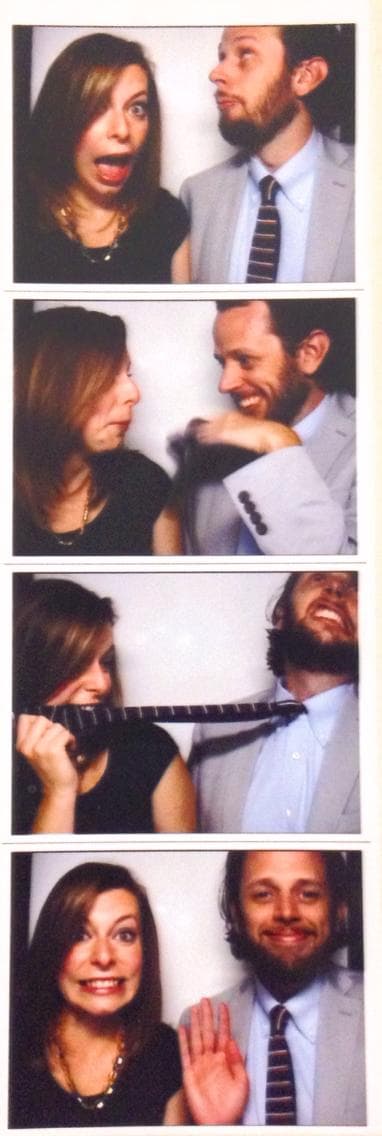 Jaclyn and Jimmy being goofballs in a photobooth